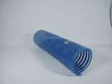 Tubería de PVC reforzada SUCCIÓN BAJAS TEMPERATURAS en color cristal con espiral azul, puede enfrentar temperaturas bajo cero